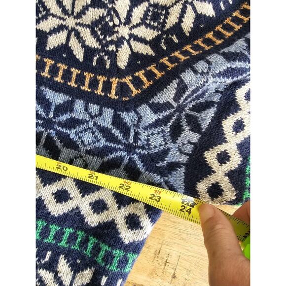Lands' End Fairisle Wool Blend Sweater Men's L Holiday Preppy Nordic Snowflakes - Picture 3 of 10